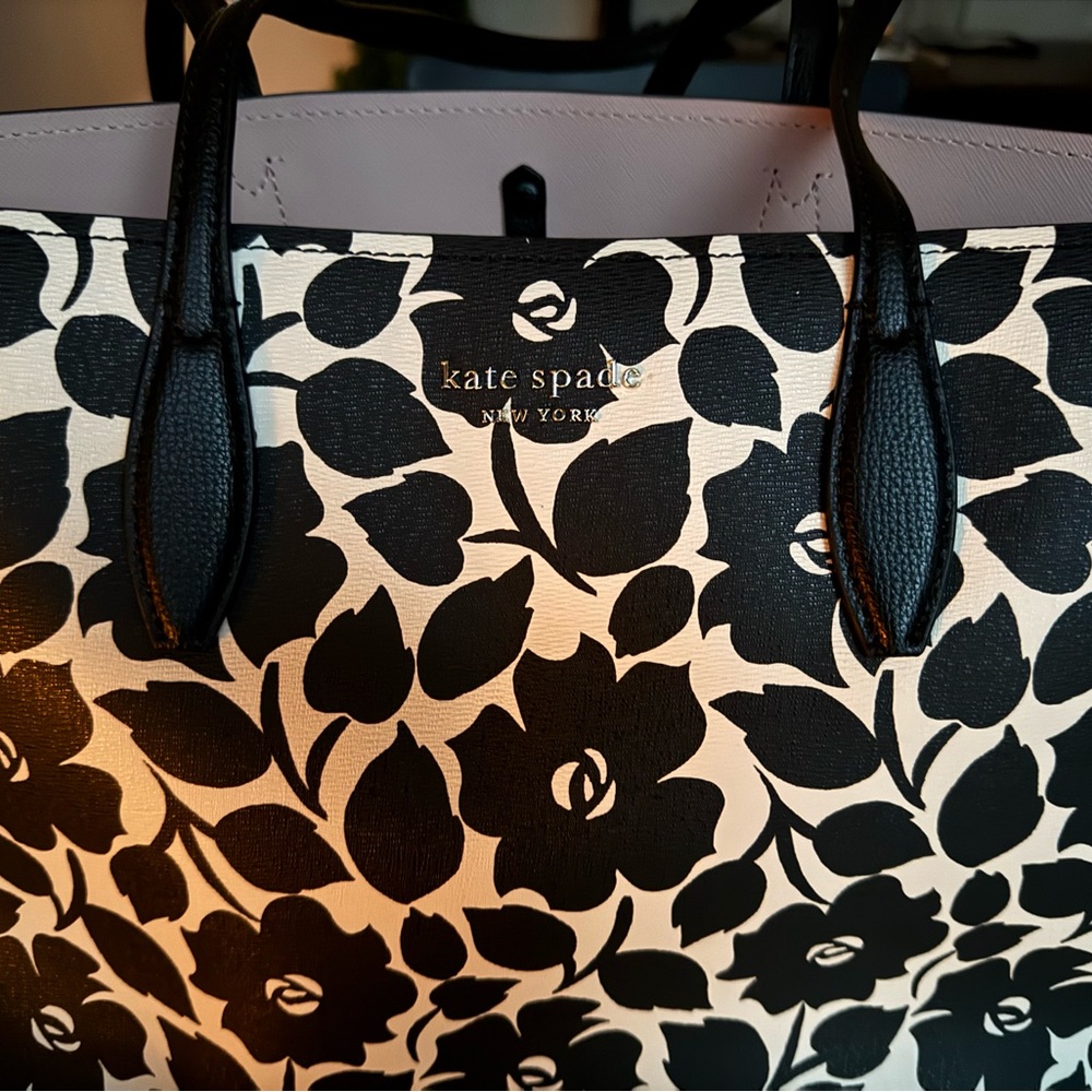 Kate Spade Black and White Graphic Floral Tote